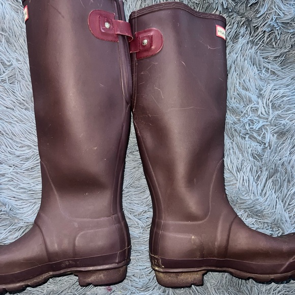 HUNTER Original Purple Gloss Tall Rubber Rain Boots Big Girls Size US 5B EU 37 - Picture 5 of 13